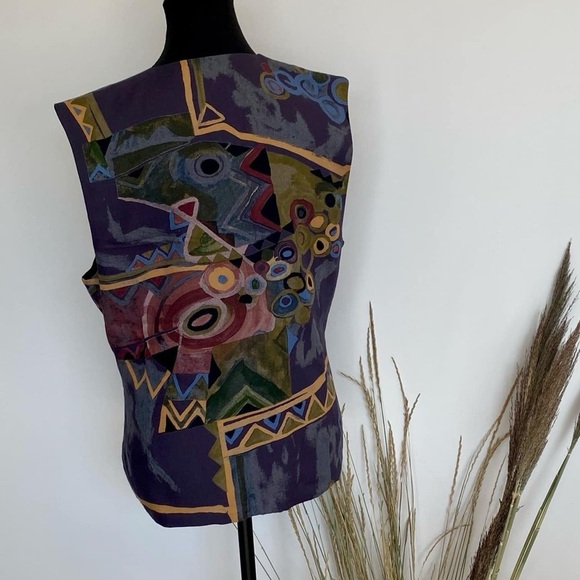 Vintage La Relance colorful Abstract Patterned sleeveles Vest - Picture 3 of 5